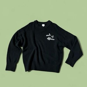 Classic black crewneck sweater - embroidery detail